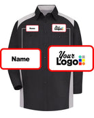 RedKap L/S Motorsports Custom Work Shirt, color: Black/Silver