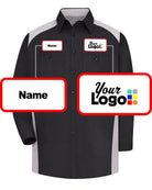 RedKap L/S Motorsports Custom Work Shirt, color: Black/Silver