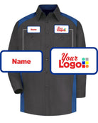 RedKap L/S Motorsports Custom Work Shirt, color: Charcoal/Royal Blue