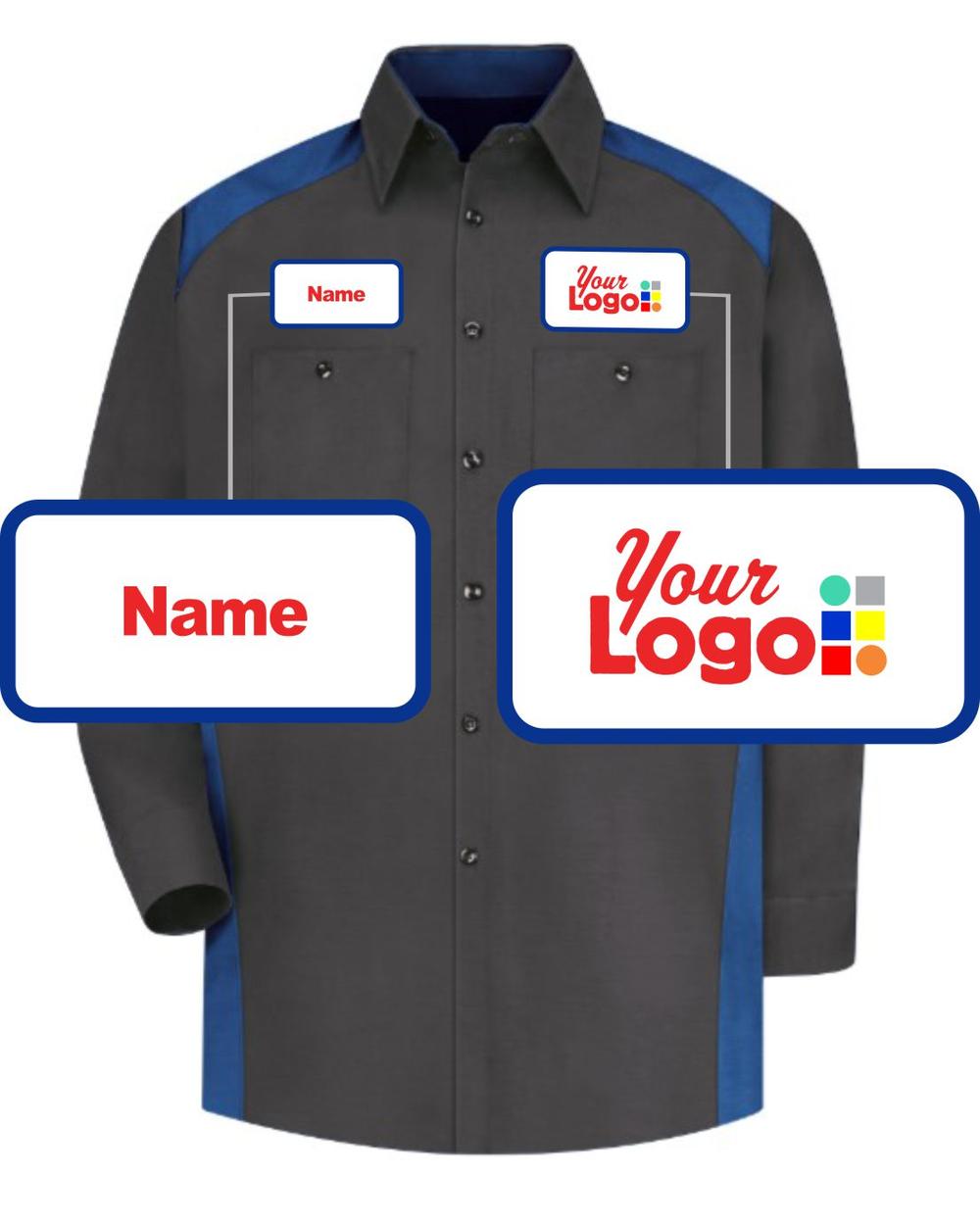 RedKap L/S Motorsports Custom Work Shirt, color: Charcoal/Royal Blue