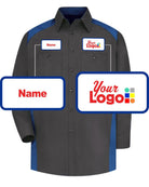 RedKap L/S Motorsports Custom Work Shirt, color: Charcoal/Royal Blue