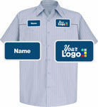RedKap S/S Stripe Custom Work Shirt, color: Light Blue/Navy Stripe