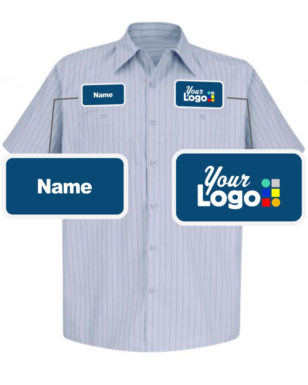 RedKap S/S Stripe Custom Work Shirt, color: Light Blue/Navy Stripe