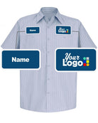 RedKap S/S Stripe Custom Work Shirt, color: Light Blue/Navy Stripe