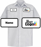 RedKap S/S Stripe Custom Work Shirt, color: White/Charcoal Stripe
