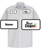 RedKap S/S Stripe Custom Work Shirt, color: White/Charcoal Stripe