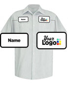 RedKap S/S Stripe Custom Work Shirt, color: White/Green Stripe