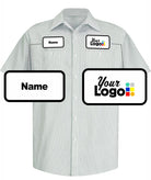 RedKap S/S Stripe Custom Work Shirt, color: White/Green Stripe