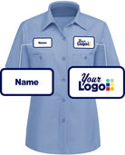 RedKap S/S Solid Custom Work Shirt, color: Light Blue