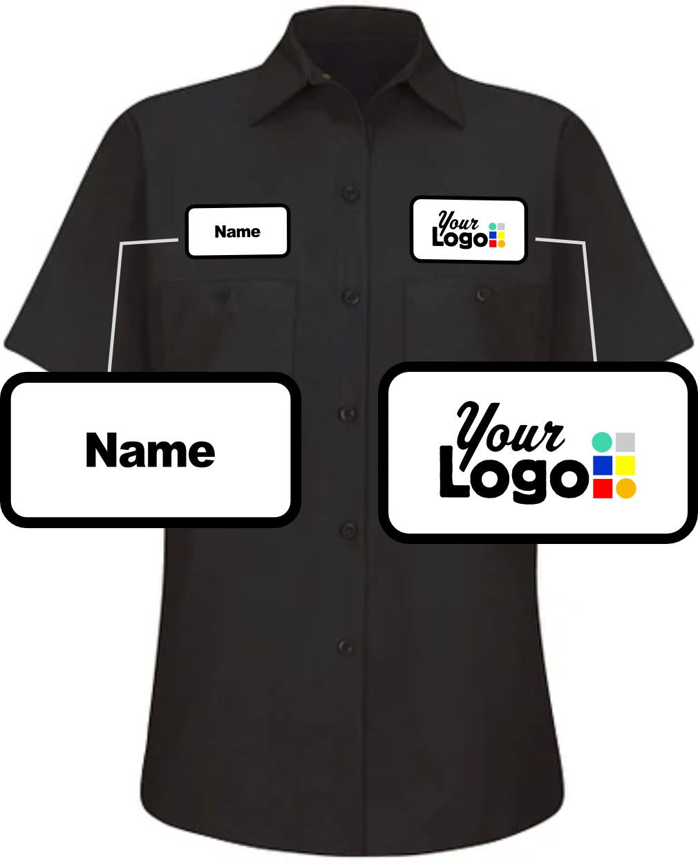 RedKap S/S Solid Custom Work Shirt, color: Black