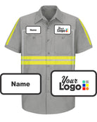 RedKap S/S Hi-Vis Custom Work Shirt, color: Light Grey