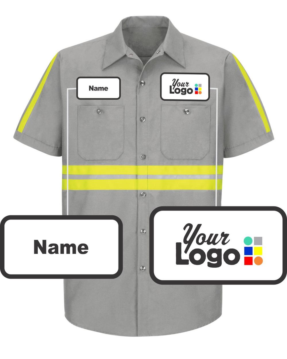 RedKap S/S Hi-Vis Custom Work Shirt, color: Light Grey