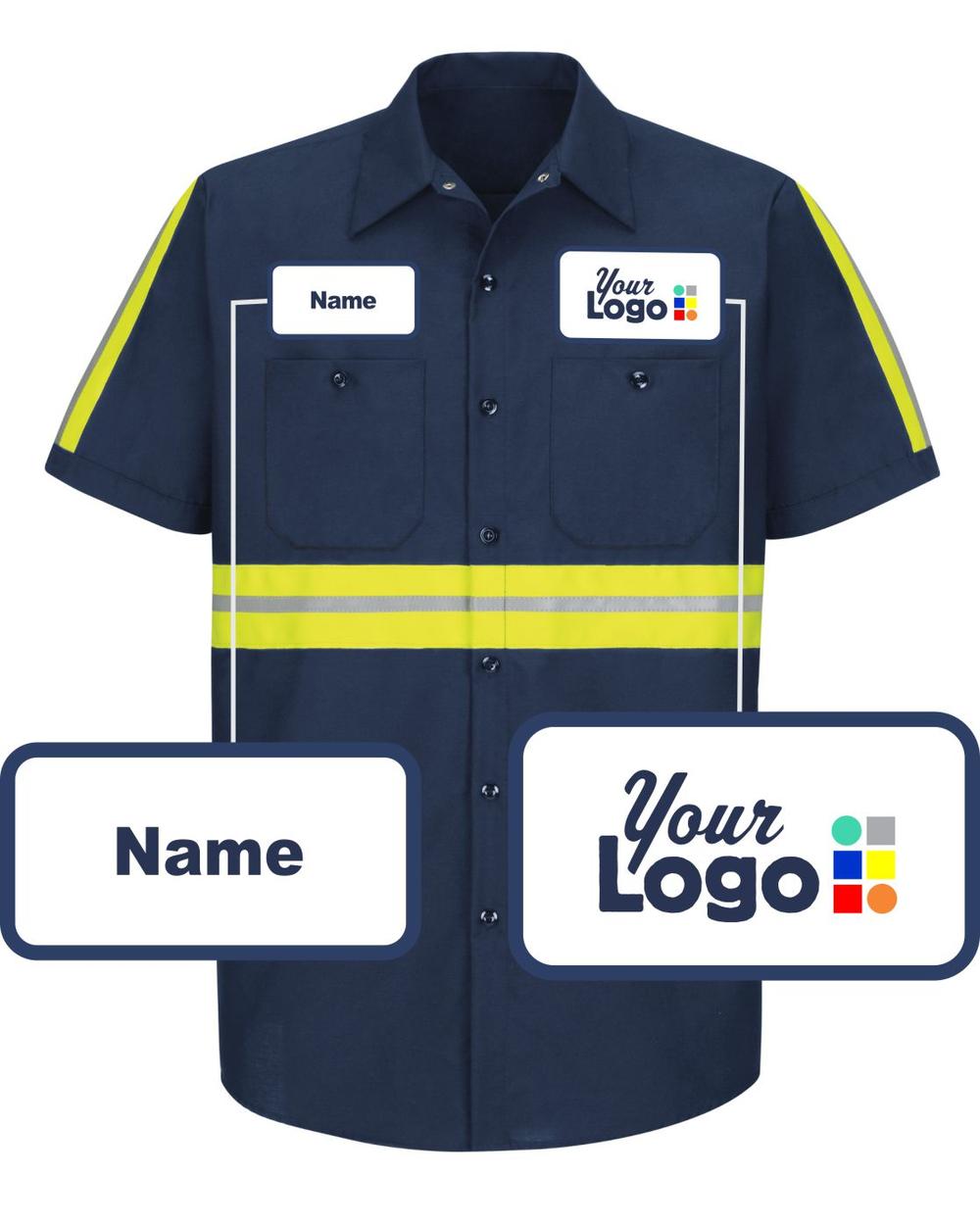 RedKap S/S Hi-Vis Custom Work Shirt, color: Navy