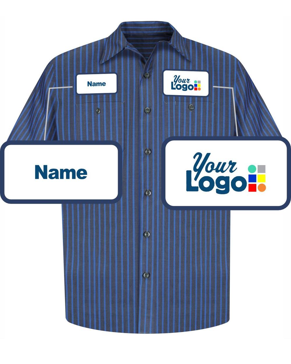 RedKap S/S Stripe Custom Work Shirt, color: Grey/Blue Stripe