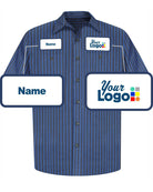 RedKap S/S Stripe Custom Work Shirt, color: Grey/Blue Stripe