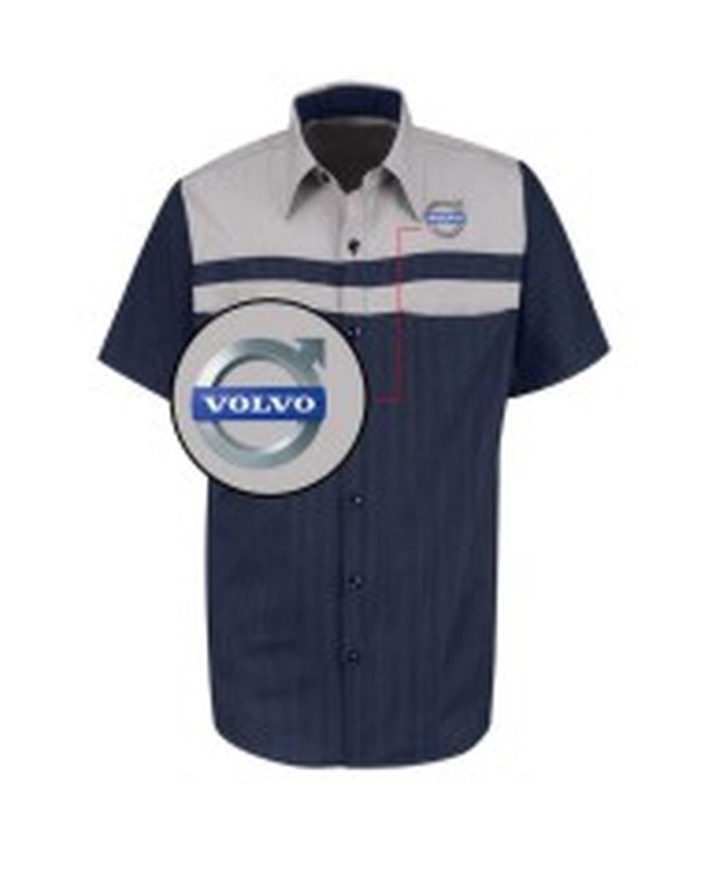 RedKap S/S Volvo Technician Automotive Shirt, color: Navy/Light Grey