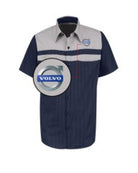 RedKap S/S Volvo Technician Automotive Shirt, color: Navy/Light Grey