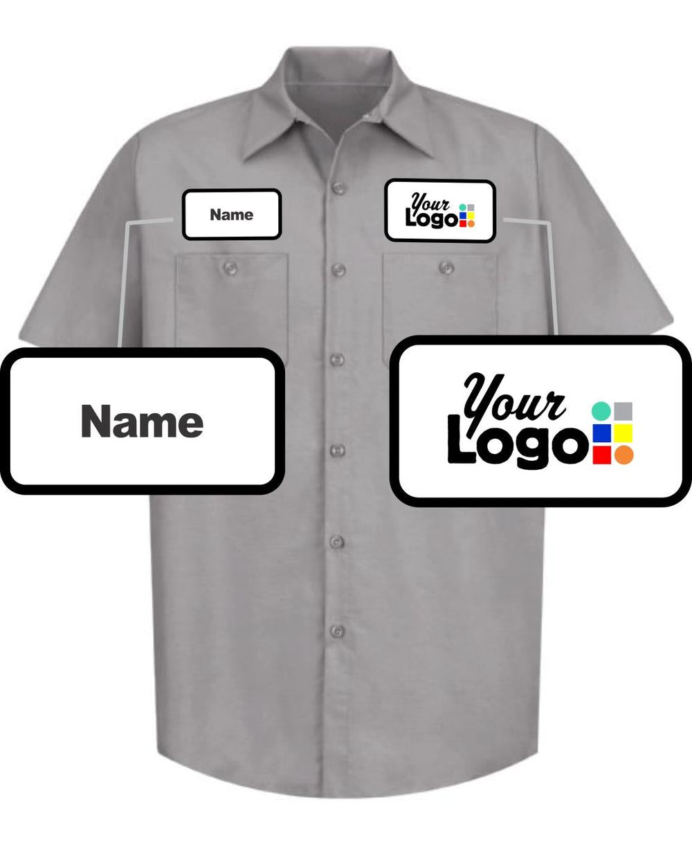 RedKap S/S Solid Custom Work Shirt, color: Silver Grey