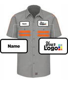 RedKap S/S Hi-Vis Industrial Custom Work Shirt, color: Light Grey