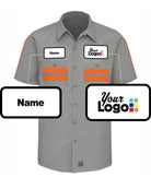 RedKap S/S Hi-Vis Industrial Custom Work Shirt, color: Light Grey