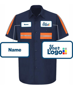 Men's Hi-Vis Industrial Custom Work Shirt, color: Navy