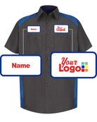 RedKap S/S Motorsports Custom Work Shirt, color: Charcoal/Royal Blue