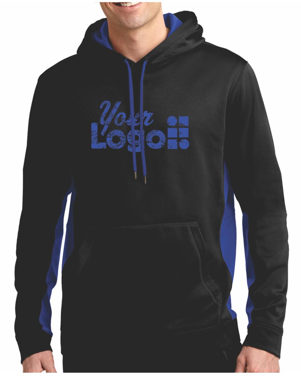 Sport-Tek ColorBlock Custom Hoodie, color: Black/True Royal