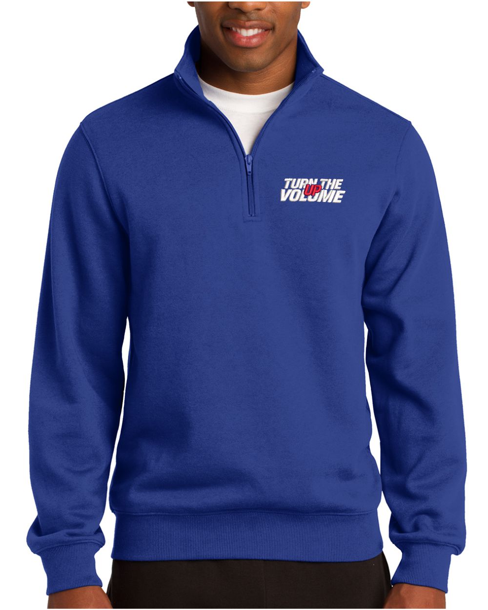 Sport-Tek 1/4 Zip Turn The Volume Up Sweatshirt, color: True Royal