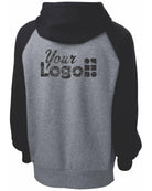 Sport-Tek Raglan ColorBlock Custom Hoodie, color: Black/Vintage Heather