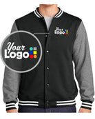 Sport-Tek Fleece Letterman Custom Jacket, color: Black/Vintage Heather