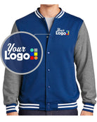 Sport-Tek Fleece Letterman Custom Jacket, color: True Royal/Vintage Heather