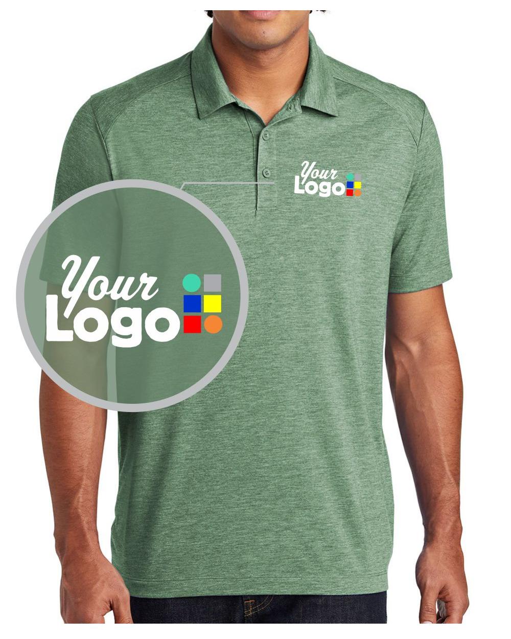 Sport-Tek S/S PosiCharge Tri-Blend Wicking Custom Golf Shirt, color: Forest Green Heather