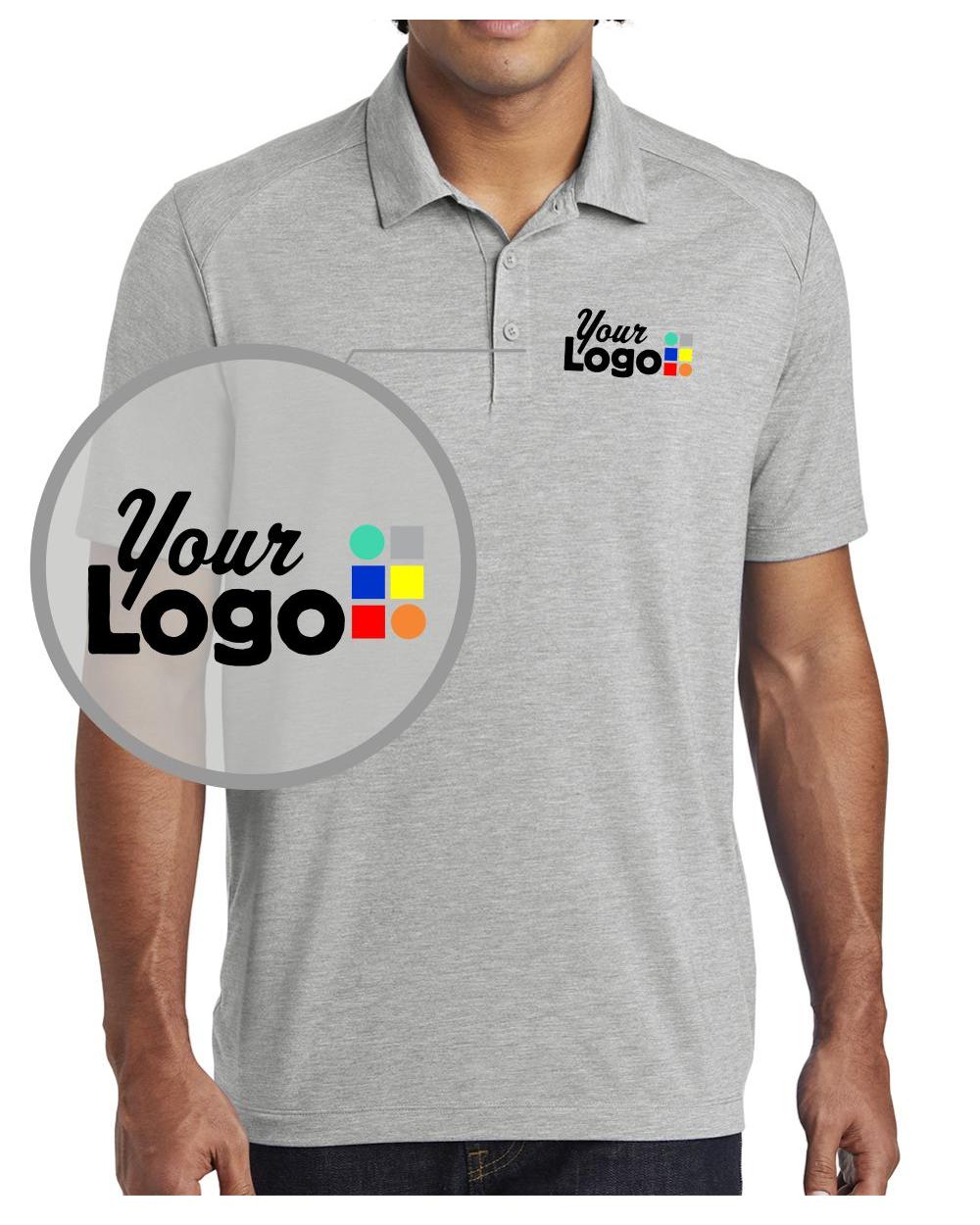 Sport-Tek S/S PosiCharge Tri-Blend Wicking Custom Golf Shirt, color: Light Grey Heather