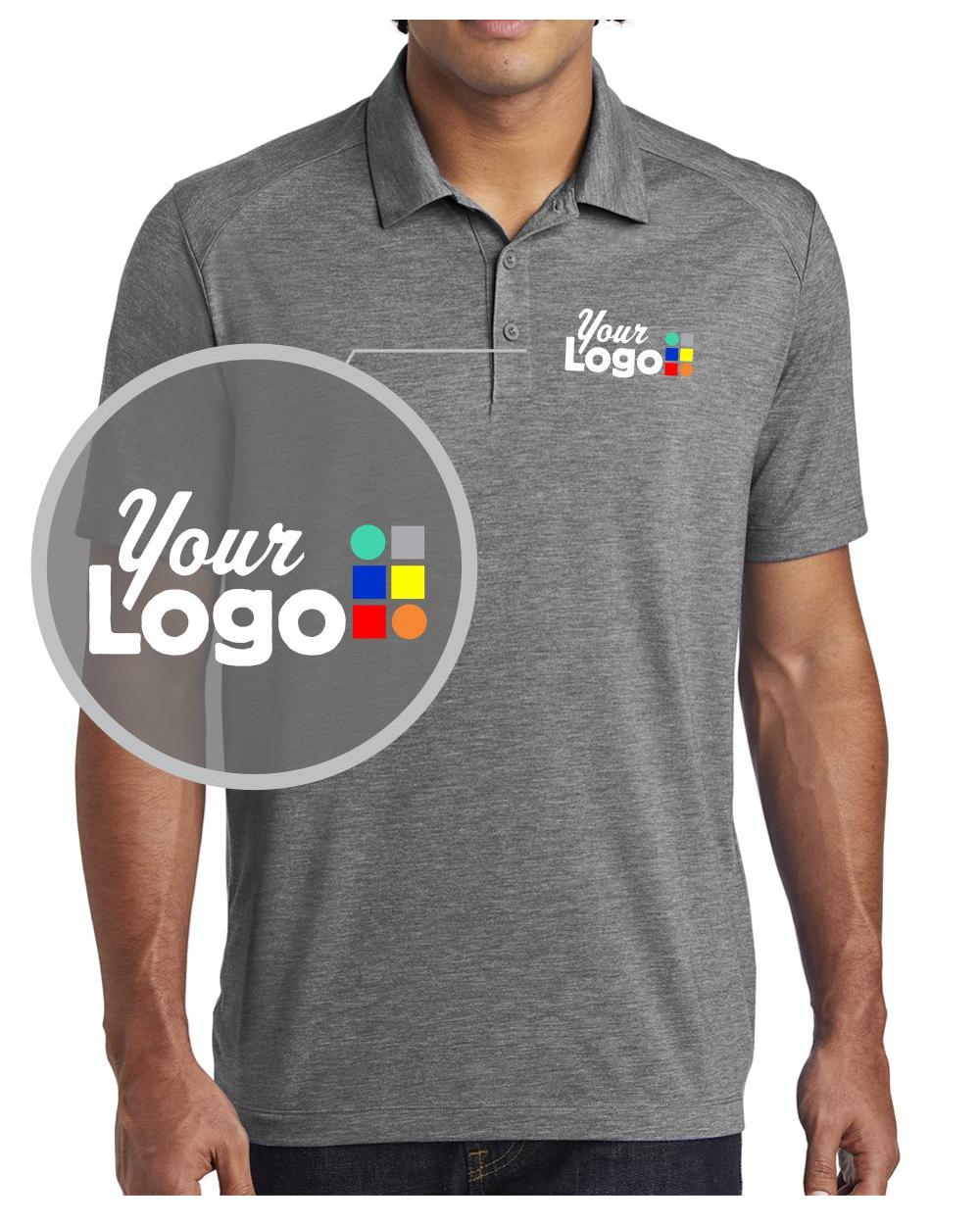 Sport-Tek S/S PosiCharge Tri-Blend Wicking Custom Golf Shirt, color: Dark Grey Heather