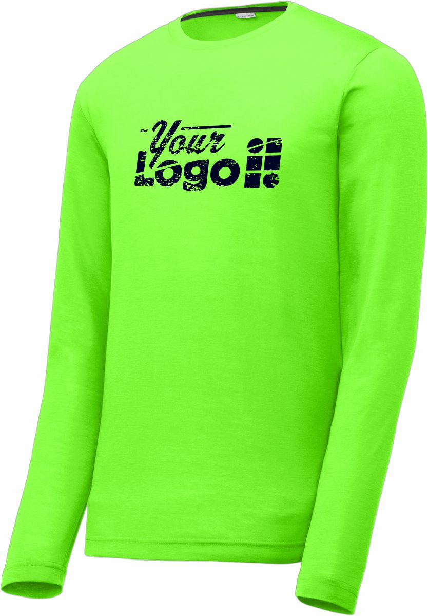Sport-Tek L/S PosiCharge Competitor Cotton-Touch Custom T-Shirt, color: Neon Green