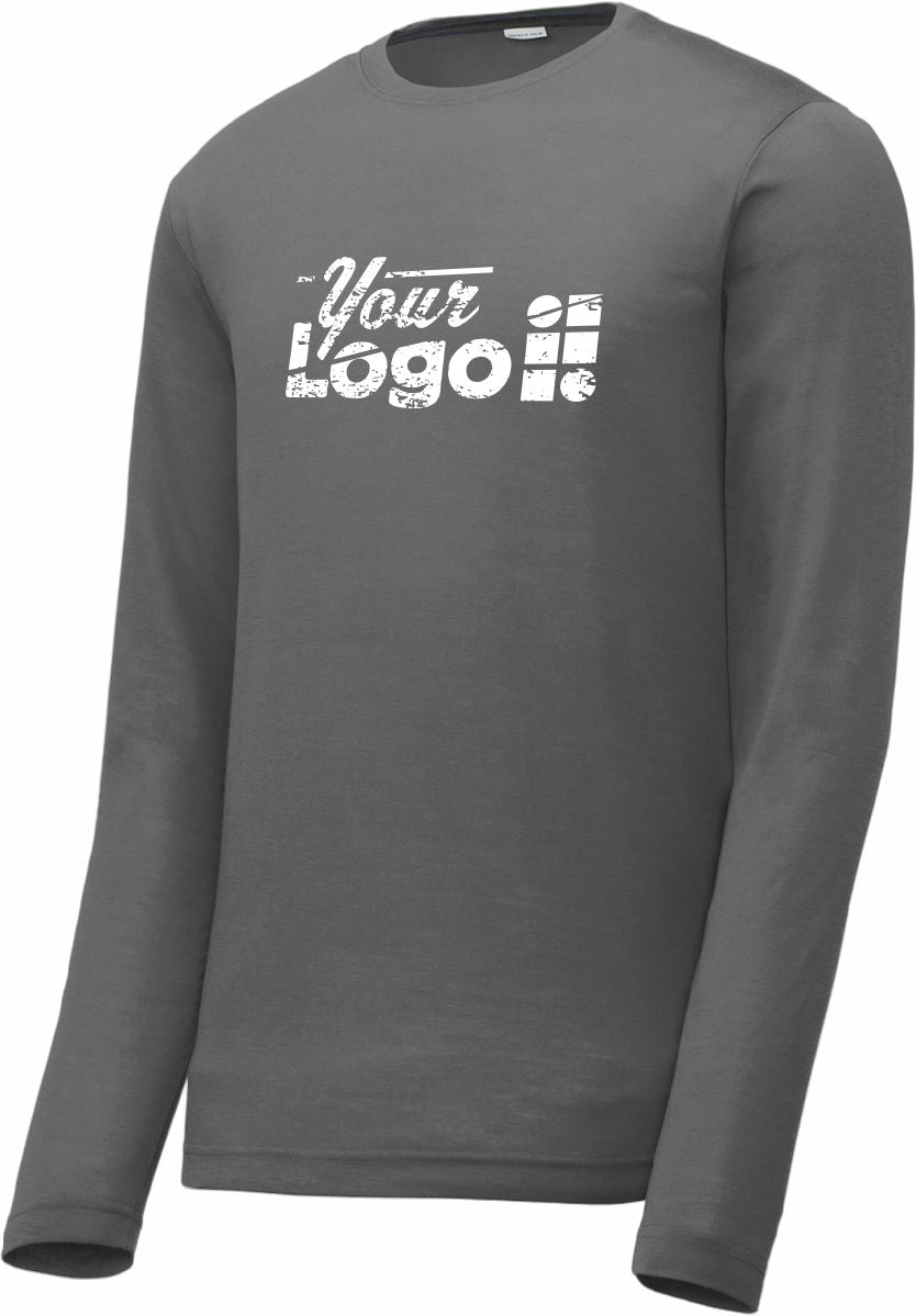 Sport-Tek L/S PosiCharge Competitor Cotton-Touch Custom T-Shirt, color: Dark Smoke Grey