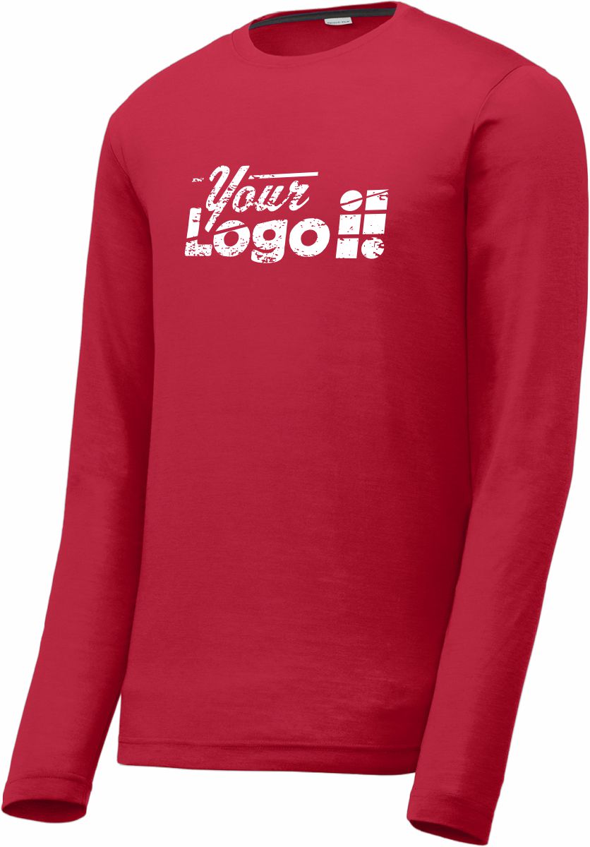 Sport-Tek L/S PosiCharge Competitor Cotton-Touch Custom T-Shirt, color: Deep Red