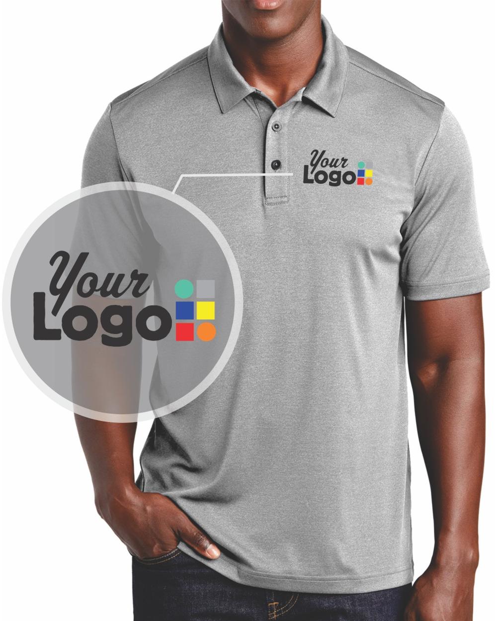 Sport-Tek S/S Endeavor Custom Golf Shirt, color: Light Grey Heather