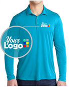 Sport-Tek L/S Posi-UV Pro Custom Golf Shirt, color: Sapphire