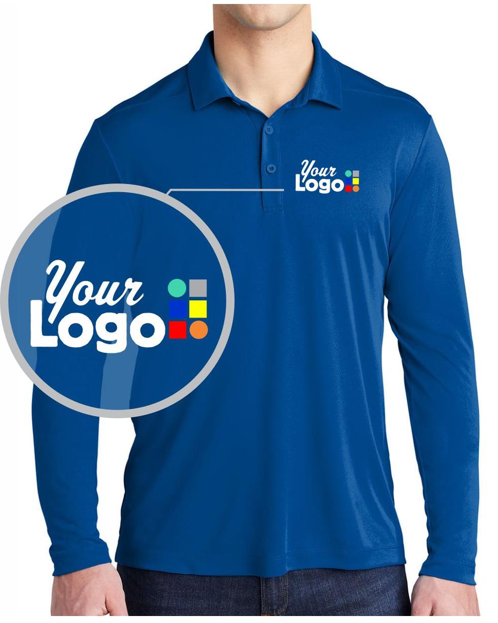 Sport-Tek L/S Posi-UV Pro Custom Golf Shirt, color: True Royal