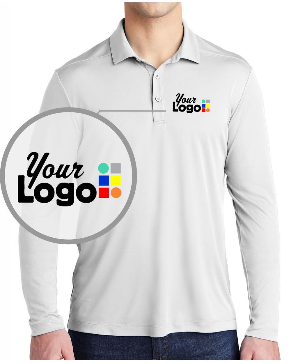Sport-Tek L/S Posi-UV Pro Custom Golf Shirt, color: White