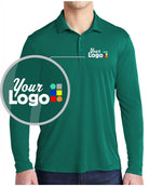 Sport-Tek L/S Posi-UV Pro Custom Golf Shirt, color: Marine Green