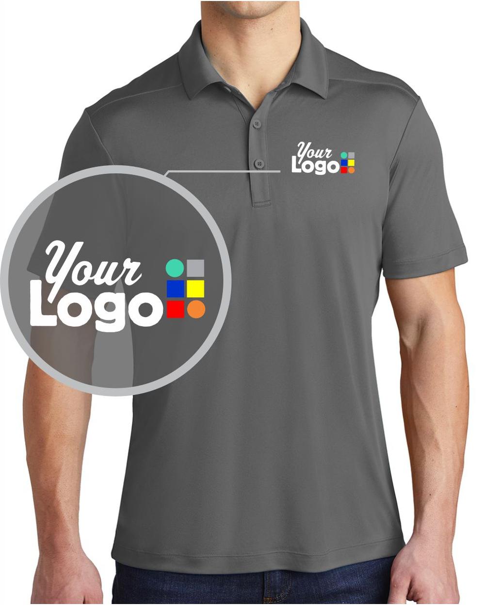 Sport-Tek S/S Posi-UV Pro Custom Golf Shirt, color: Dark Smoke Grey
