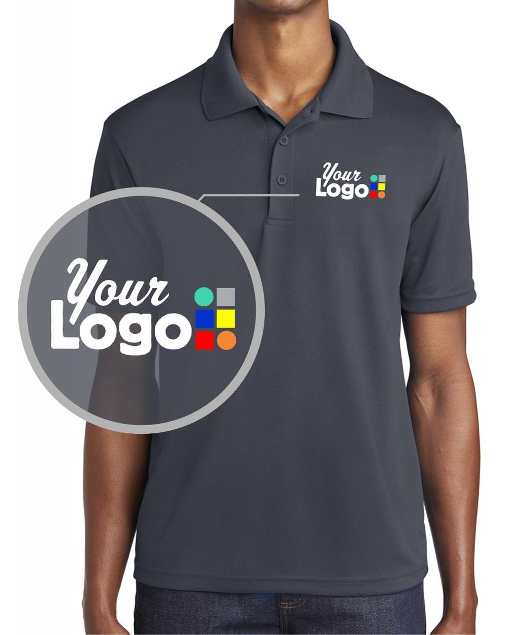 Sport-Tek S/S Posicharge Racermesh Custom Golf Shirt, color: Graphite Grey