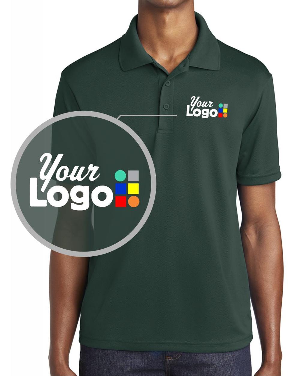 Sport-Tek S/S Posicharge Racermesh Custom Golf Shirt, color: Dark Forest Green