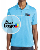 Sport-Tek S/S Posicharge Racermesh Custom Golf Shirt, color: Pond Blue Heather