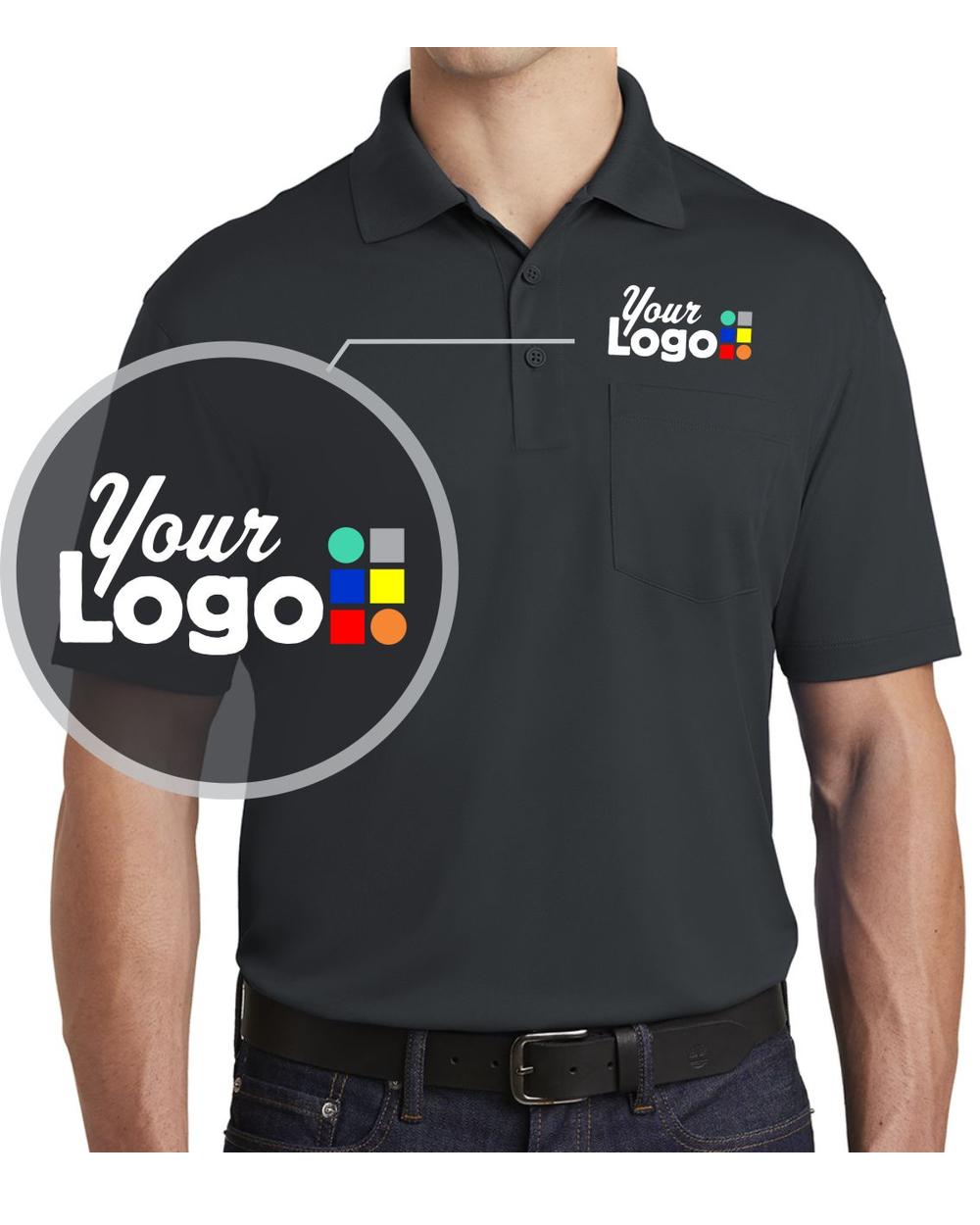 Sport-Tek S/S Micropique Pocket Custom Golf Shirt, color: Iron Grey