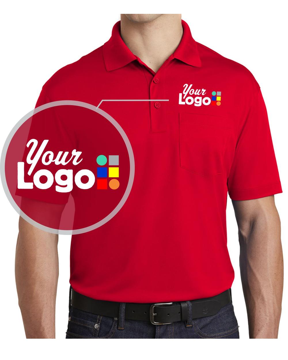 Sport-Tek S/S Micropique Pocket Custom Golf Shirt, color: True Red