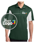 Sport-Tek S/S Side Blocked Micropique Wicking Custom Golf Shirt, color: Forest Green/White
