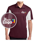 Sport-Tek S/S Side Blocked Micropique Wicking Custom Golf Shirt, color: Maroon/White
